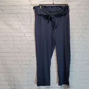 Robert Louis blue and white plus size pull on paperbag waist pants